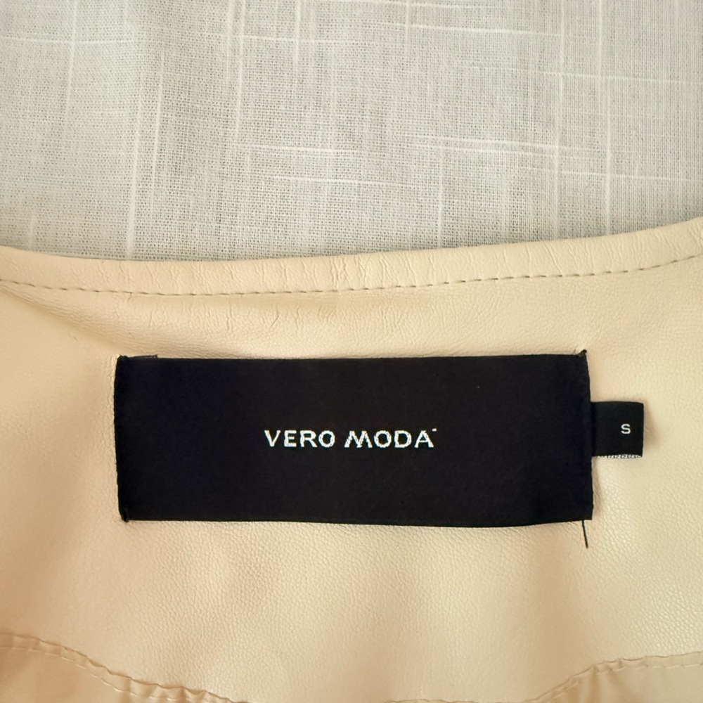Vero Moda Light Beige Leather Jacket size S - Picture 4 of 8